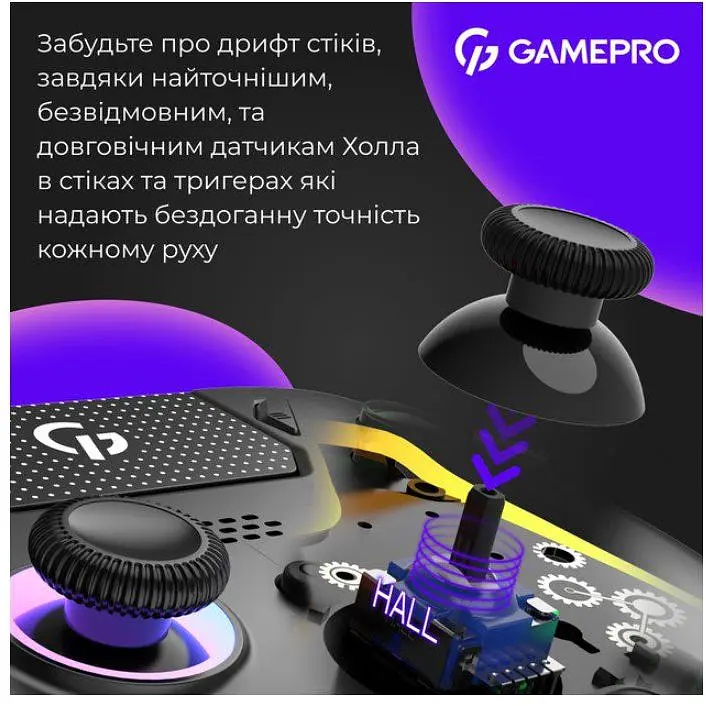 Геймпад Bluetooth джойстик GamePro GPS-13B Bluetooth 5.3/USB (PC/iOS/Android/PS3/PS4) RGB Black - фото 11