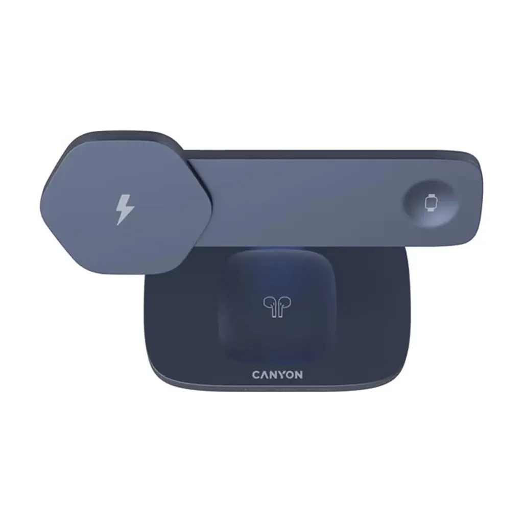 Зарядний пристрій Canyon wireless charger HEXAGON WCS-310 3in1 DarkGrey/Blue (CNS-WCS310DGBL) - фото 4