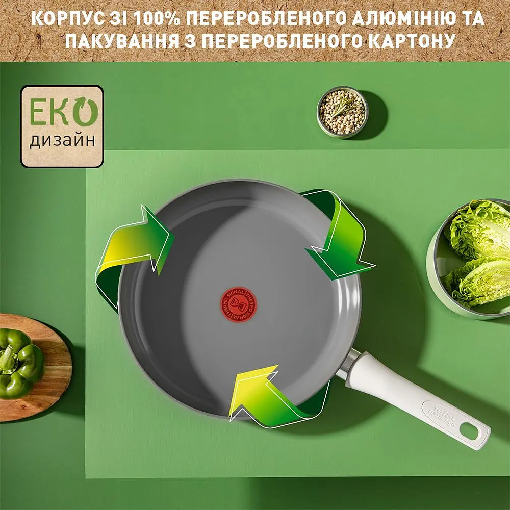 Сотейник Tefal Renewal с крышкой 24 см серый (C4263243) - фото 3