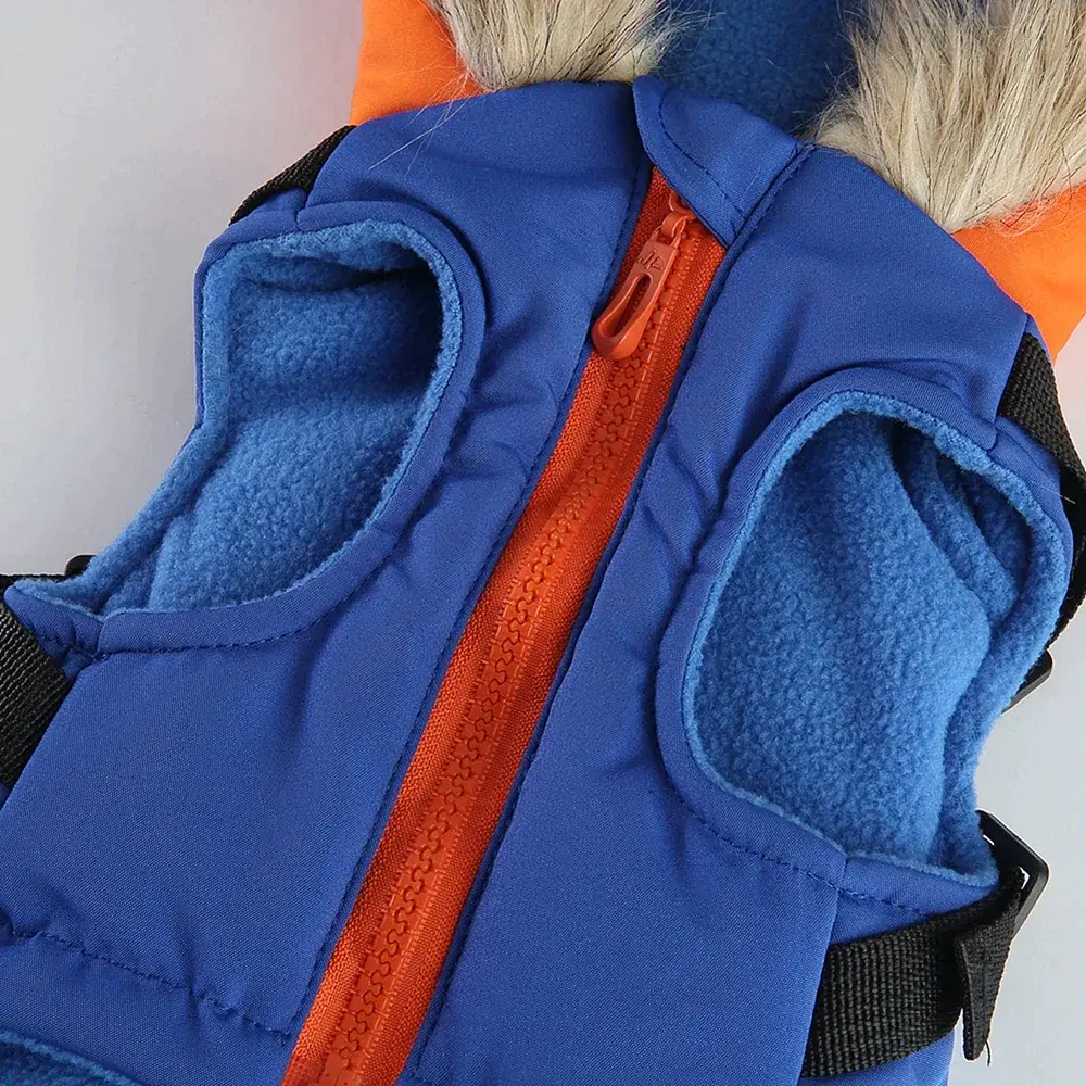 Зимовий жилет для собак з капюшоном та хутром Derby Blue/Orange, XL Синій/помаранчевий - фото 6