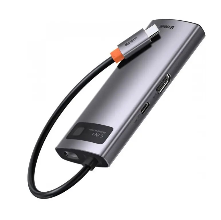 Хаб - конвертер Baseus Metal Gleam Series 6-in-1 Type-C Hub Docking Station CAHub-CW0G - фото 2