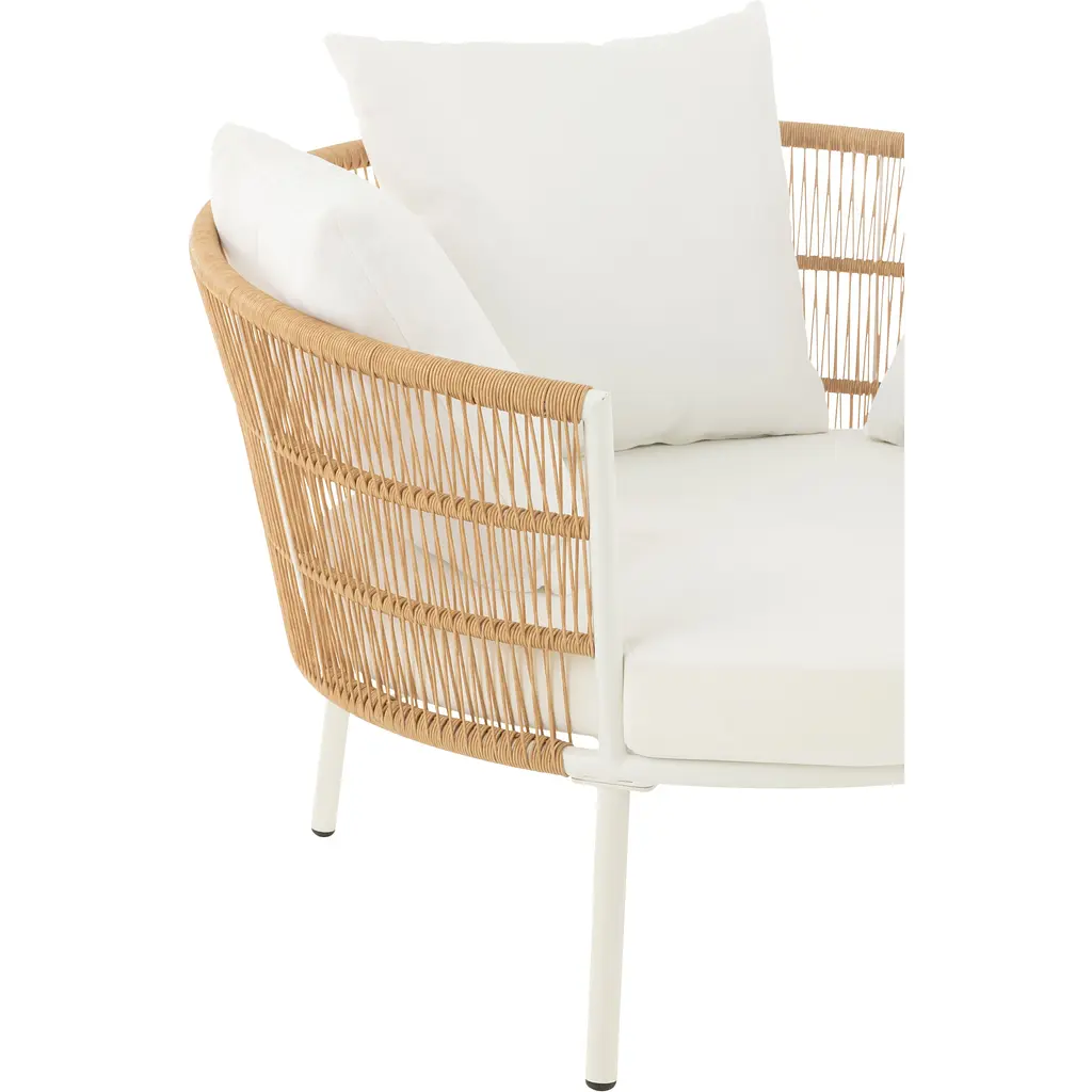 Крісло J-line для вуличної зони кругле з ротанга з подушками біле (52256) - фото 4