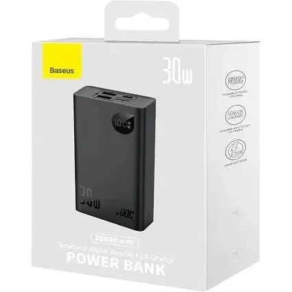 Портативная батарея Baseus 20000mAh 30W Adaman 2 + кабель USB to Type-C 0.3m PPAD050101 черная - фото 5