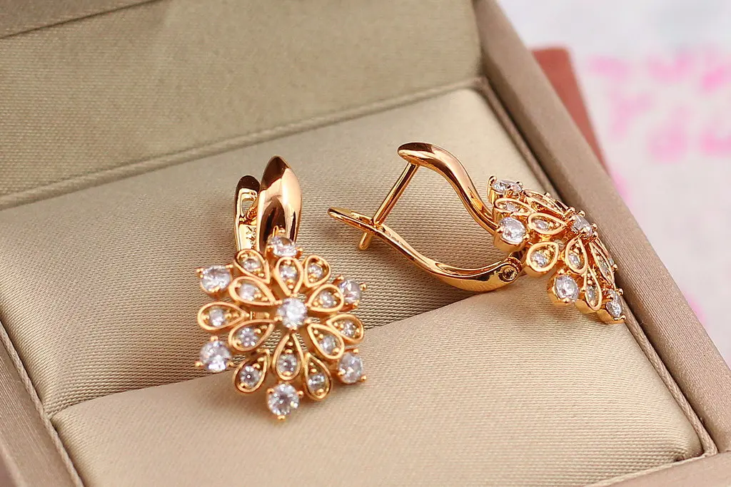 Сережки Xuping Jewelry велика сніжинка 2.3 см золотисті - фото 2