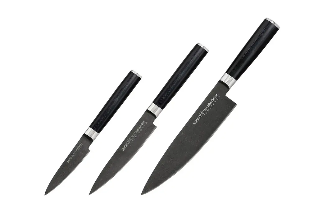 Набір із 3 кухонних ножів Mo-V Stonewash Samura kuh0008889