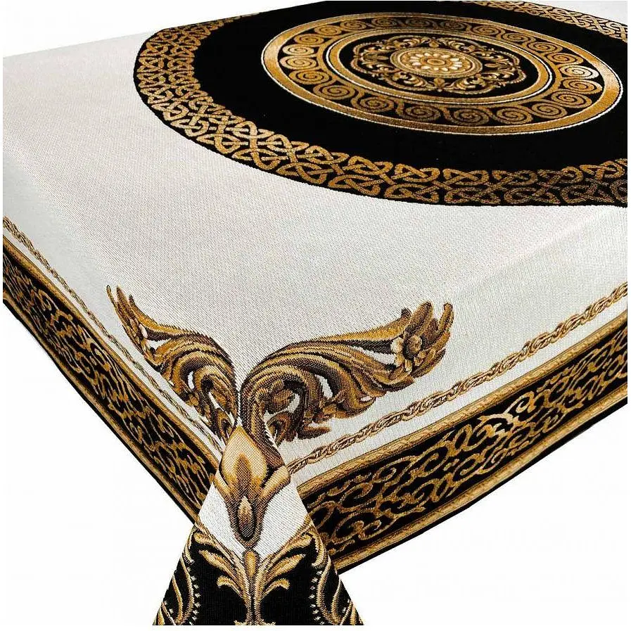 Скатертина Прованс Baroque 240х135 см чорно-біла з золотим (25446) - фото 5