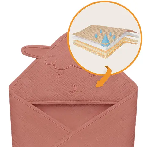Рушник з капюшоном Lionelo Muslin Hooded Towel Red Coral 80х80 см - фото 5