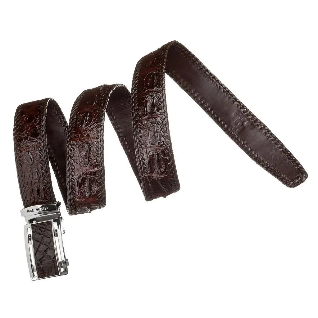Ремінь-автомат з натуральної шкіри крокодила коричневий CROCODILE LEATHER 18171 120 см - фото 3
