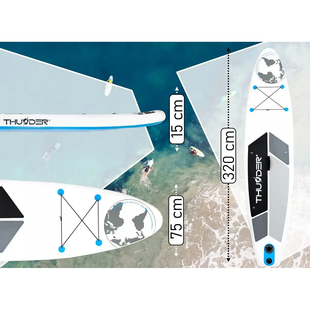 Надувна дошка SUP THUNDER Planet 320 см з веслом Blue - фото 8