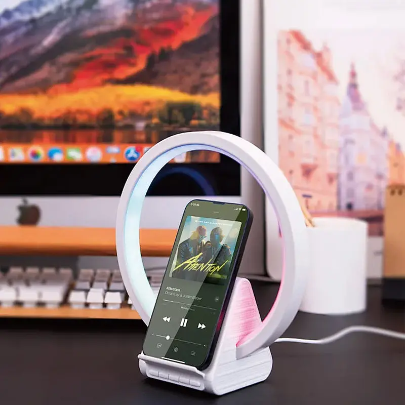 БЗП WIWU Wi-W021 2 in 1 Wireless Charger+Bluetooth Speaker White - фото 5