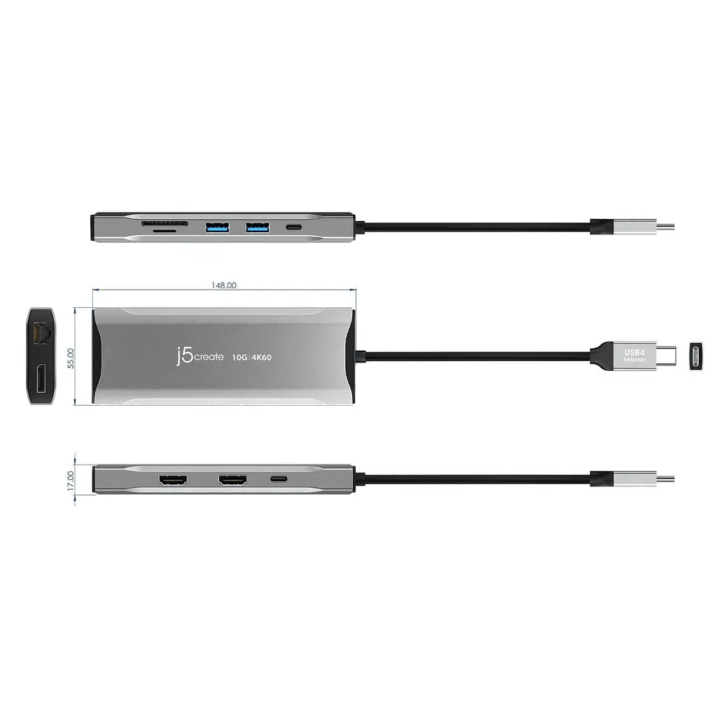 USB-Хаб j5create JCD397-N, USB Type-C 9-в-1 (JCD397-N) - фото 4