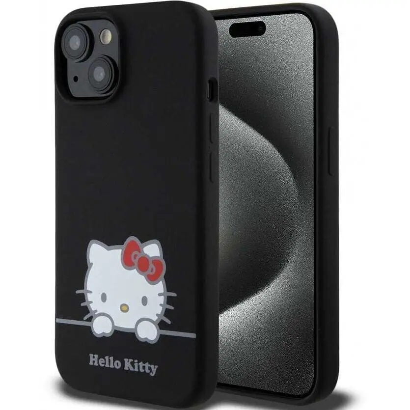 Чохол Hello Kitty Liquid Silicone для Apple iPhone 15 (HKHCP15SSKCDKK) Black