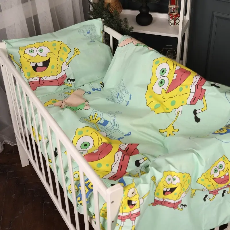 Простирадло на гумці MirSon Kids Time 17-0688 Спанч Боб і Патрік Бязь 60х120 см (2200010252422) - фото 2