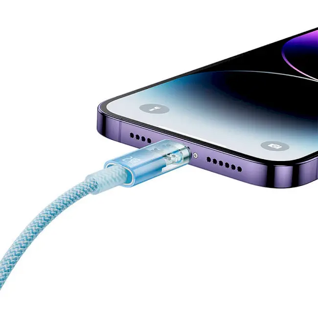 Кабель Baseus Explorer Series Fast Charging Cable with Smart Temperature Control Cable USB to Lightning 2.4A 1m CATS010003 Blue - фото 5