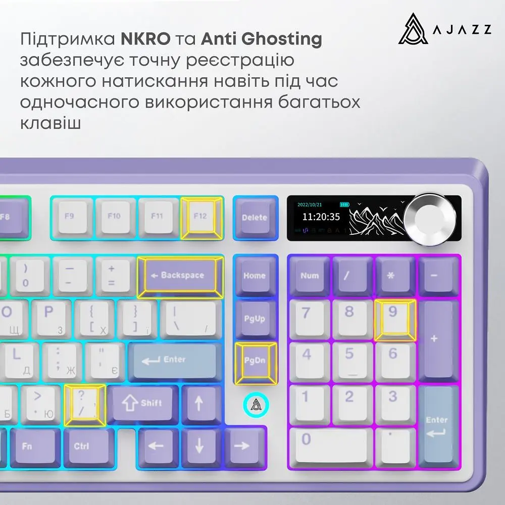 Клавіатура бездротова Ajazz AK980 V2 Maillard Switch White (AK980-V2-M-PWB) - фото 3