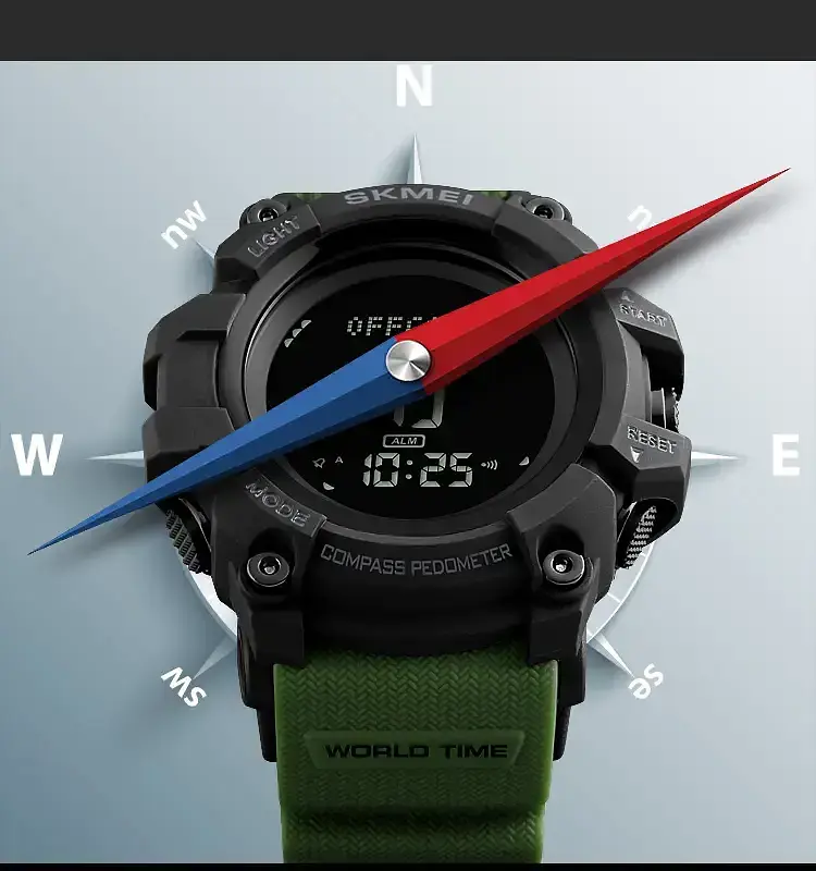 Cпортивний годинник Skmei 1356 Compass з компасом удароміцні (Зелені) - фото 8