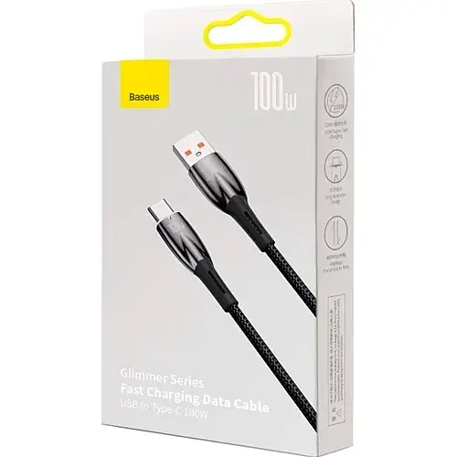 Кабель Baseus Glimmer Series Fast Charging Cable USB to Type-C 100W 2m CADH000501 Black - фото 8