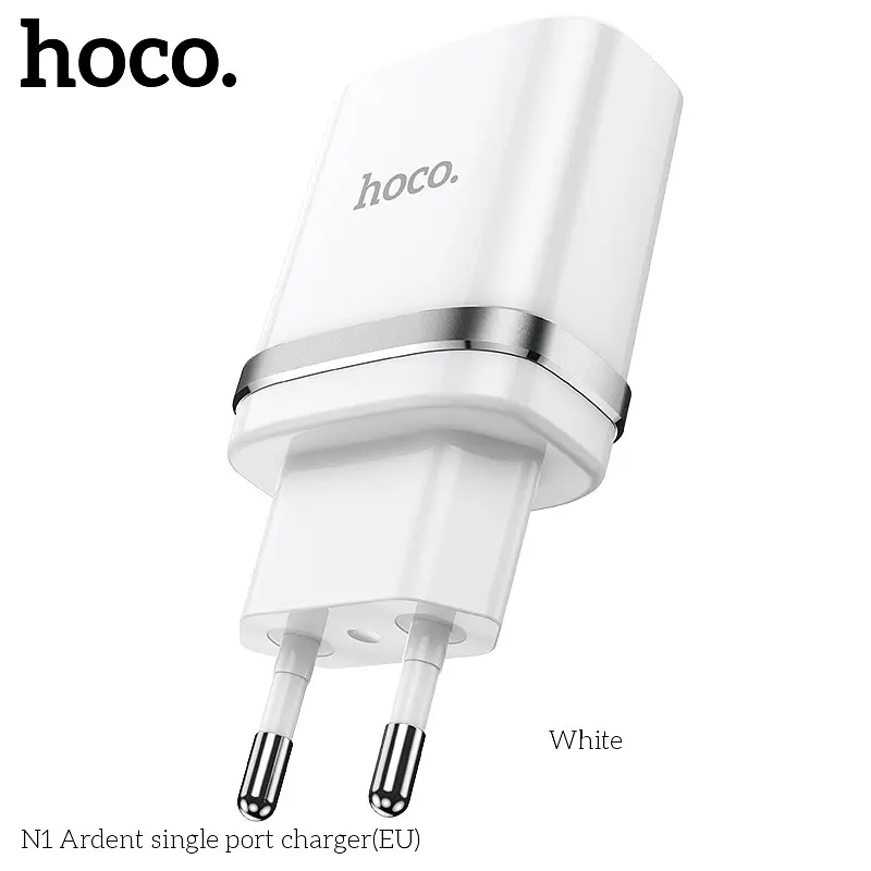 Адаптер живлення зарядне HOCO Ardent single port charger N1 1USB 12 W (Safety Certified) чорне - фото 4