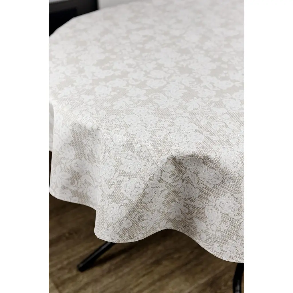 Скатертина Прованс Simfoni Мереживо кругла D-136 см бежева (33613) - фото 3