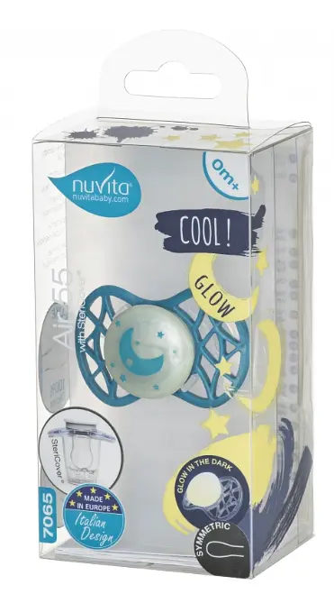 Силіконова симетрична пустушка Nuvita Air55 Cool Місяць, світиться в темряві, 0+ міс., бірюзовий (NV7065GE) - фото 4