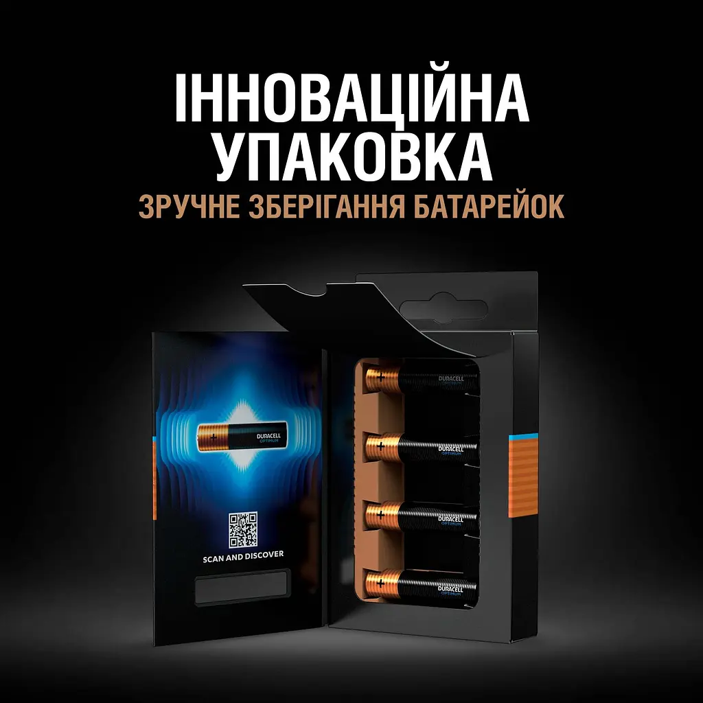 Лужні батарейки мізинчикові Duracell Optimum 1.5 V AAA LR6, 4 шт. (5000394158726) - фото 4