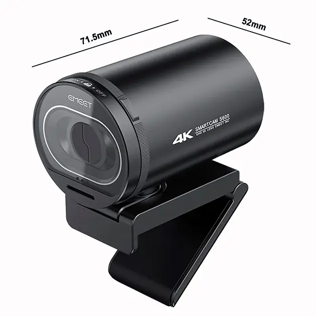 Веб-камера Emeet S600, Black, 8 Mp, 3840x2160/30 fps, мікрофон, автофокус, кут огляду 73°, Type-C - фото 4