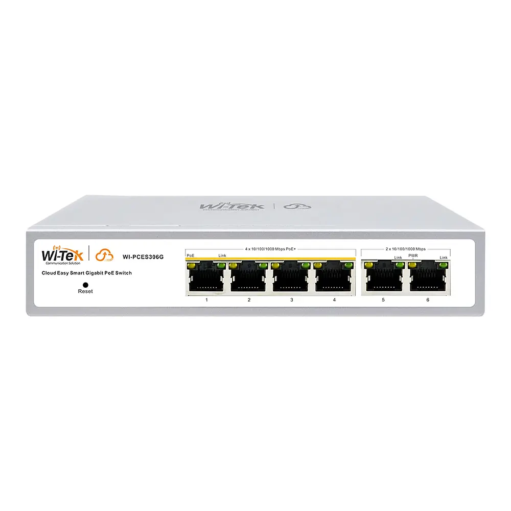 PoE-комутатор 6-портовий керований Wi-Tek WI-PCES306G V2 гігабітний, 4x1000Mbps PoE+, 2x1000Mbps Uplink, 60W, Cloud, ONVIF (73-00251) - фото 2