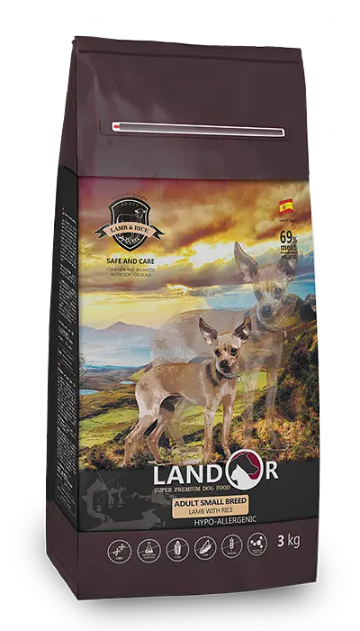 Сухий корм Landor Adult Small Breed Lamb&Rice Ландор для дорослих собак дрібних порід Ягня з рисом 3 кг