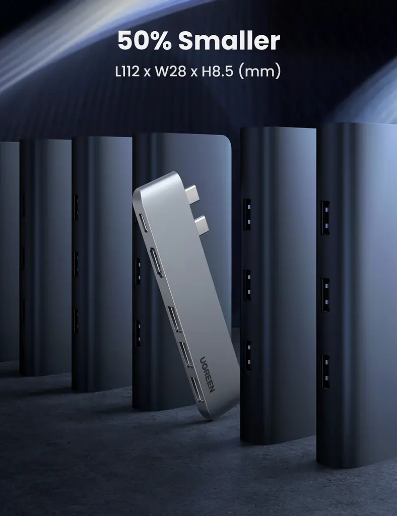 USB-хаб Ugreen 5-in-2 USB C Hub for MacBook Pro/Air Silver (CM251/60559) [72724] - фото 6