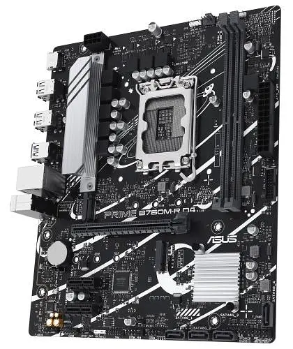 Материнська плата LGA1700, Asus PRIME B760M-R D4, B760, 2xDDR4, Int.Video(CPU), 4xSATA3, 2xM.2, 1xPCI-E 4.0 x16, 2xPCI-E 4.0 x1, Realtek 7.1, Realtek 2.5Gb, 6xUSB3.2/6xUSB2.0, HDMI, MicroATX - фото 4
