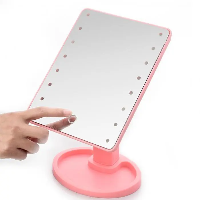 Косметичне дзеркало Large 22 з LED підсвічуванням Pink (kz027) - фото 2