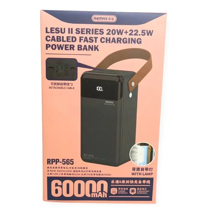Портативна батарея Remax RPP-565 60000mAh Power Bank PD20W+QC22.5W Grey - фото 5
