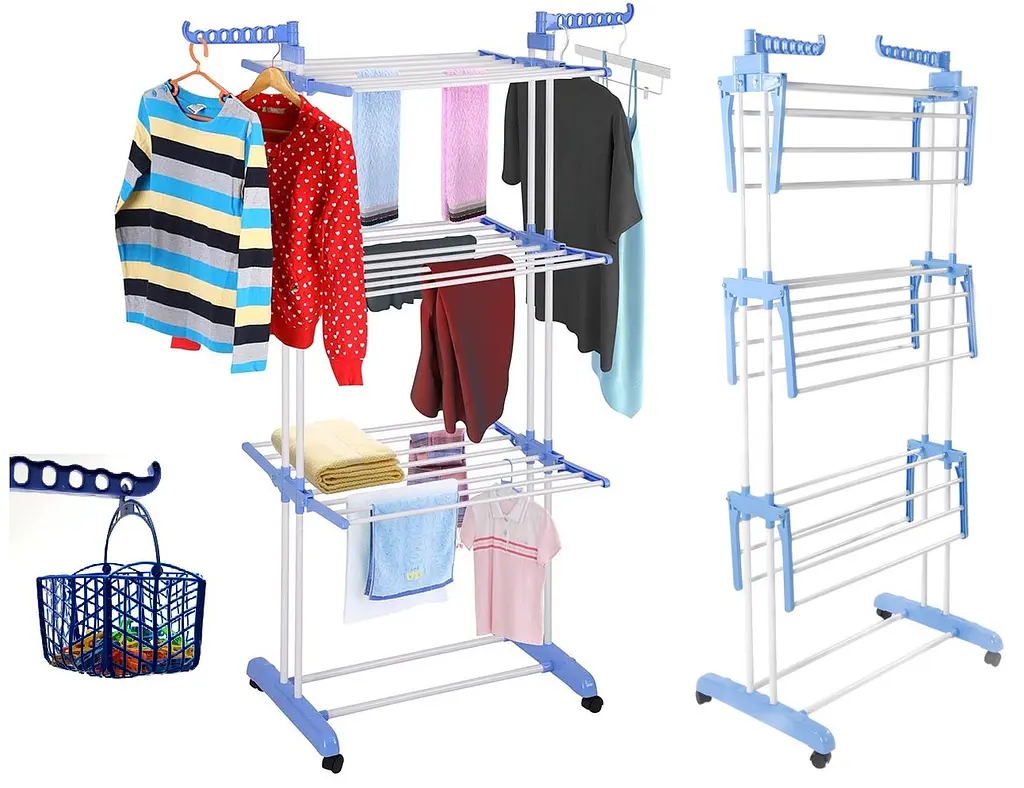 Багатоярусна сушарка для білизни, речей, одягу Garment rack with wheels складана - фото 3