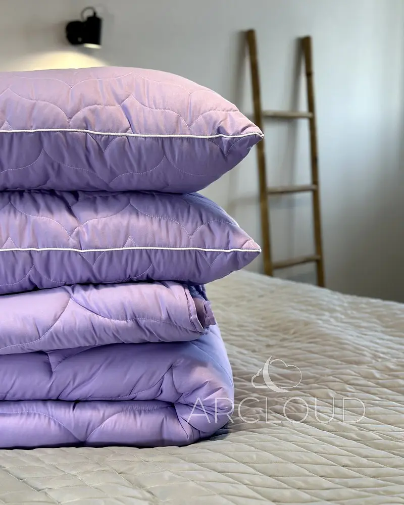Ковдра зимова ArCloud Floral Lavander 170*205 у сумці + 2 подушки з кантом ArCloud Floral Lavander 50*70 у сумці + постільна білизна LARA бязь двоспальна модель на вибір - фото 3