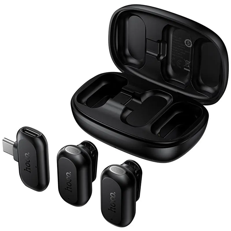 Петличный беспроводной микрофон Hoco L26 Dual-mic Smart AI (Type-C) Black - фото 3