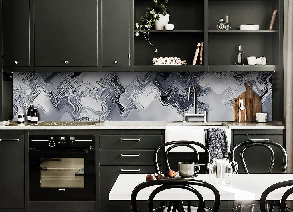 Кухонний фартух Happy Pocket Крізь лід вінілова для кухні 65х250 см Абстракція Сірий Z184564 - фото 6