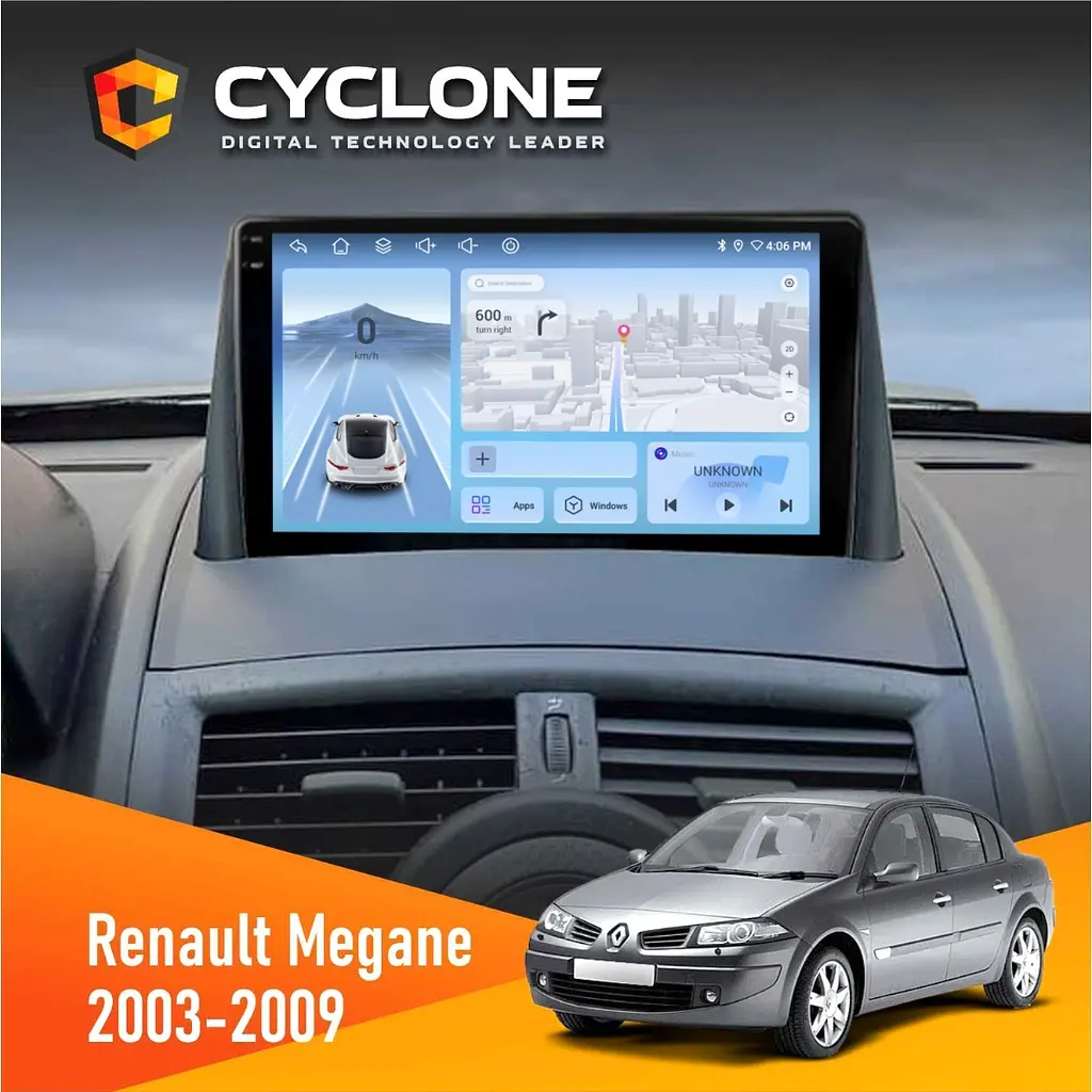 Штатна магнітола Renault Megane II 2003-2009 Cyclone C9-012 4x64, DSP, 4G Cyclone (НФ-00008006)