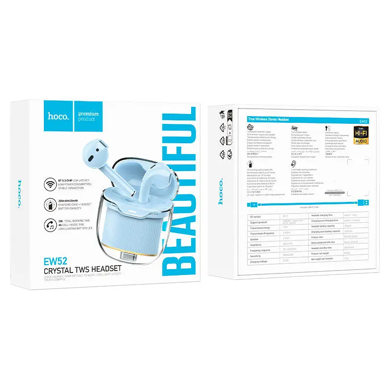 Беспроводные TWS наушники Hoco EW52 Lilly Blue - фото 3