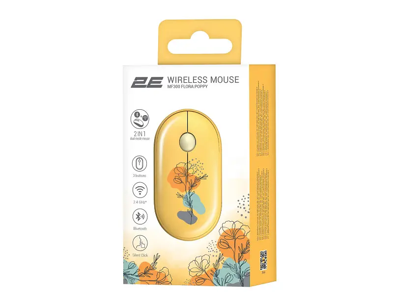 Миша 2E MF300 Flora Silent WL BT Poppy (MF300WFLORAYW) - фото 2