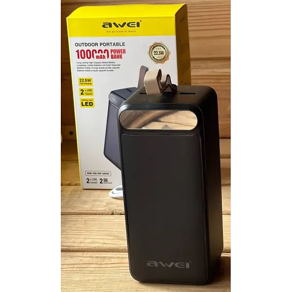 Павербанк 100000 мА · год зовнішній акумулятор Power Bank USB Type-C PD зі швидкою зарядкою до 22.5W портативний зарядний пристрій з LED дисплеєм Awei P101K - фото 5