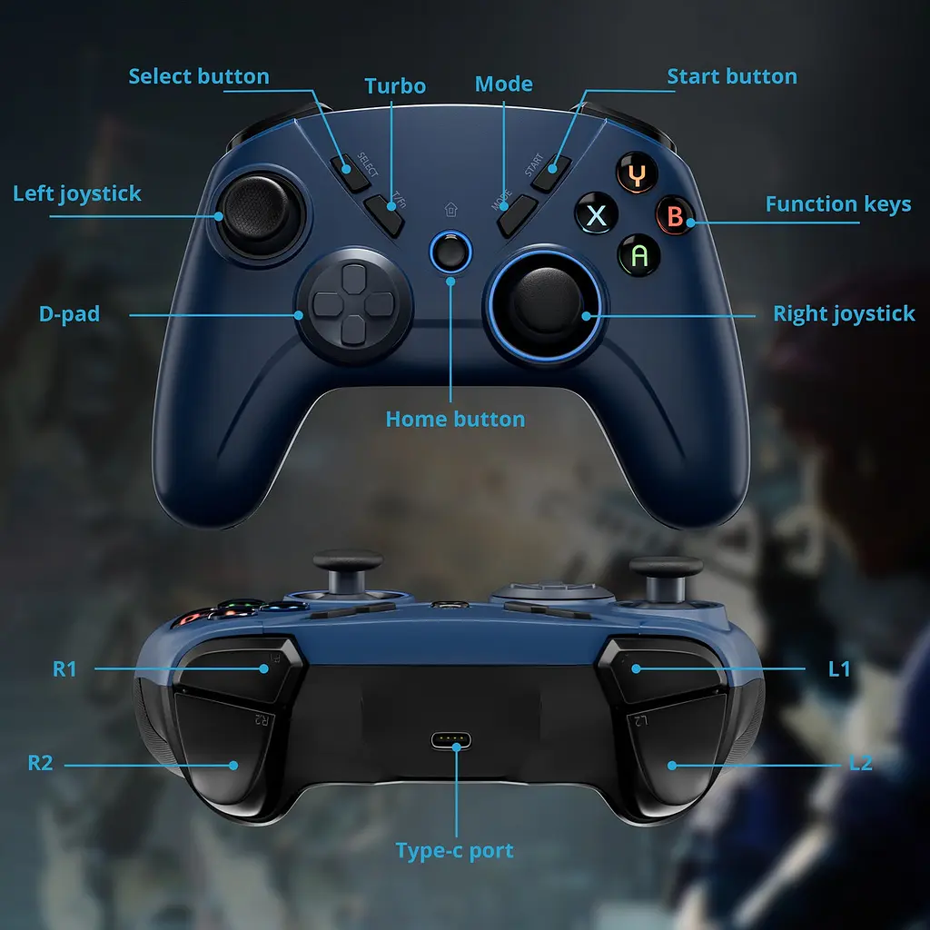 Бездротовий геймпад мультиплатформний ISHAKO AG39 для Nintendo Switch PC Android та iOS темно синій (SKU-152) - фото 3