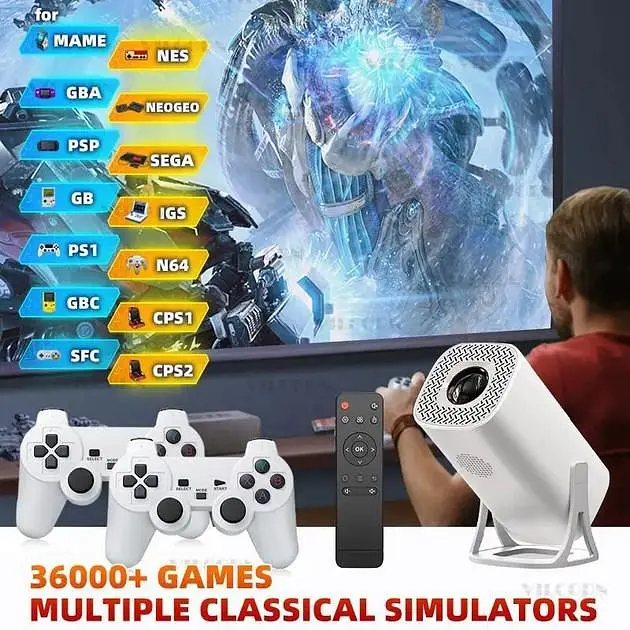Ігровий проектор Smart TV 3D Game для кіно та ігор смарт домашній кінотеатр з джойстиками 4K Android 11 1080P 1280*720P HD Dual Wi-Fi 6 Bluetooth 5.0 з пультом ДУ 30000 ігор UKC S40 Max - фото 3