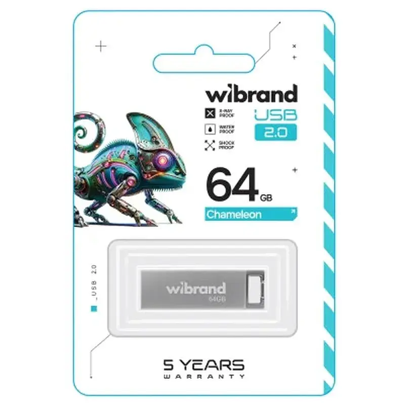 USB флеш накопичувач Wibrand 64GB Chameleon Silver USB 2.0 (WI2.0/CH64U6S) - фото 2