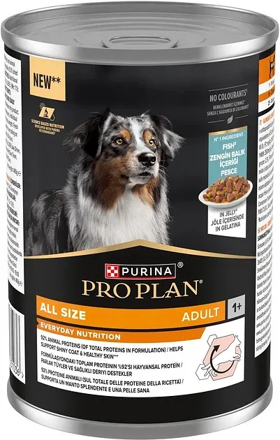 Влажный корм для взрослых собак Purina Pro Plan Adult кусочки в желе, с рыбой 400 г - фото 2