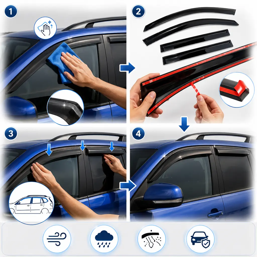 Дефлектори вікон ветровики Volkswagen Touareg I 2002-2010 Скотч 3M Voron Glass - фото 3