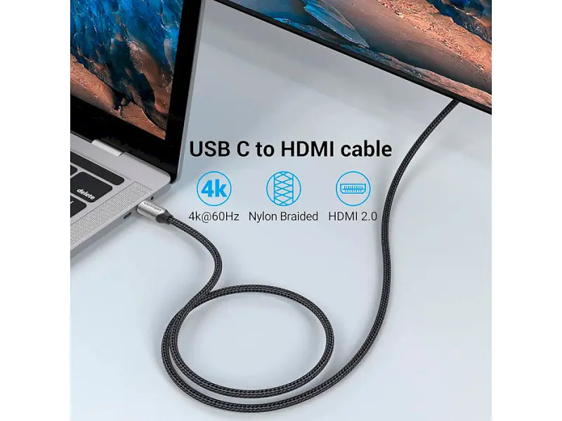 Кабель USB Type-C Vention USB Type-C to HDMI v2.0 1.5m Grey (CRBBG) - фото 8