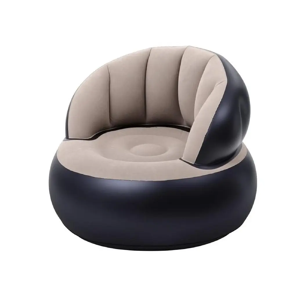 Надувне крісло AIR SOFA / Надувне велюрове крісло 80х80х67 см Бежевий - фото 3