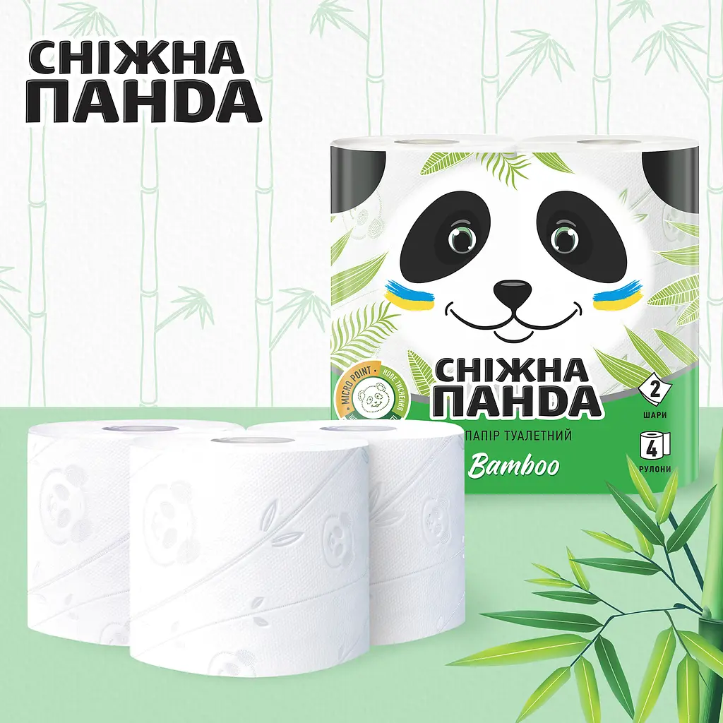 Двошаровий туалетний папір Сніжна Панда Бамбук, 4 рулони - фото 2