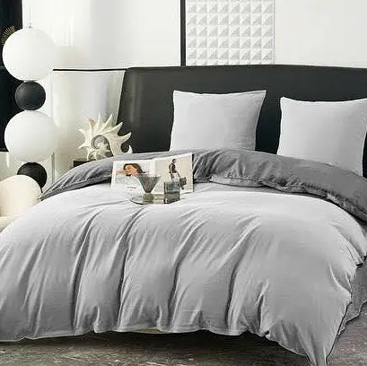 Постільна білизна L&M Home Textiles двоспальне з вареної бавовни не вимагає прасування 100% бавовна 180х220см Сірий - фото 2
