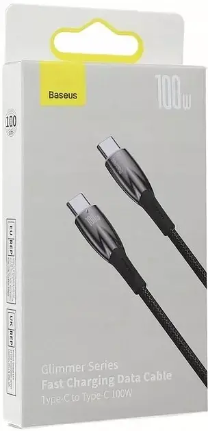 Кабель Baseus Glimmer Series Fast Charging Cable Type-C to Type-C 100W 2m CADH000801 Black - фото 7